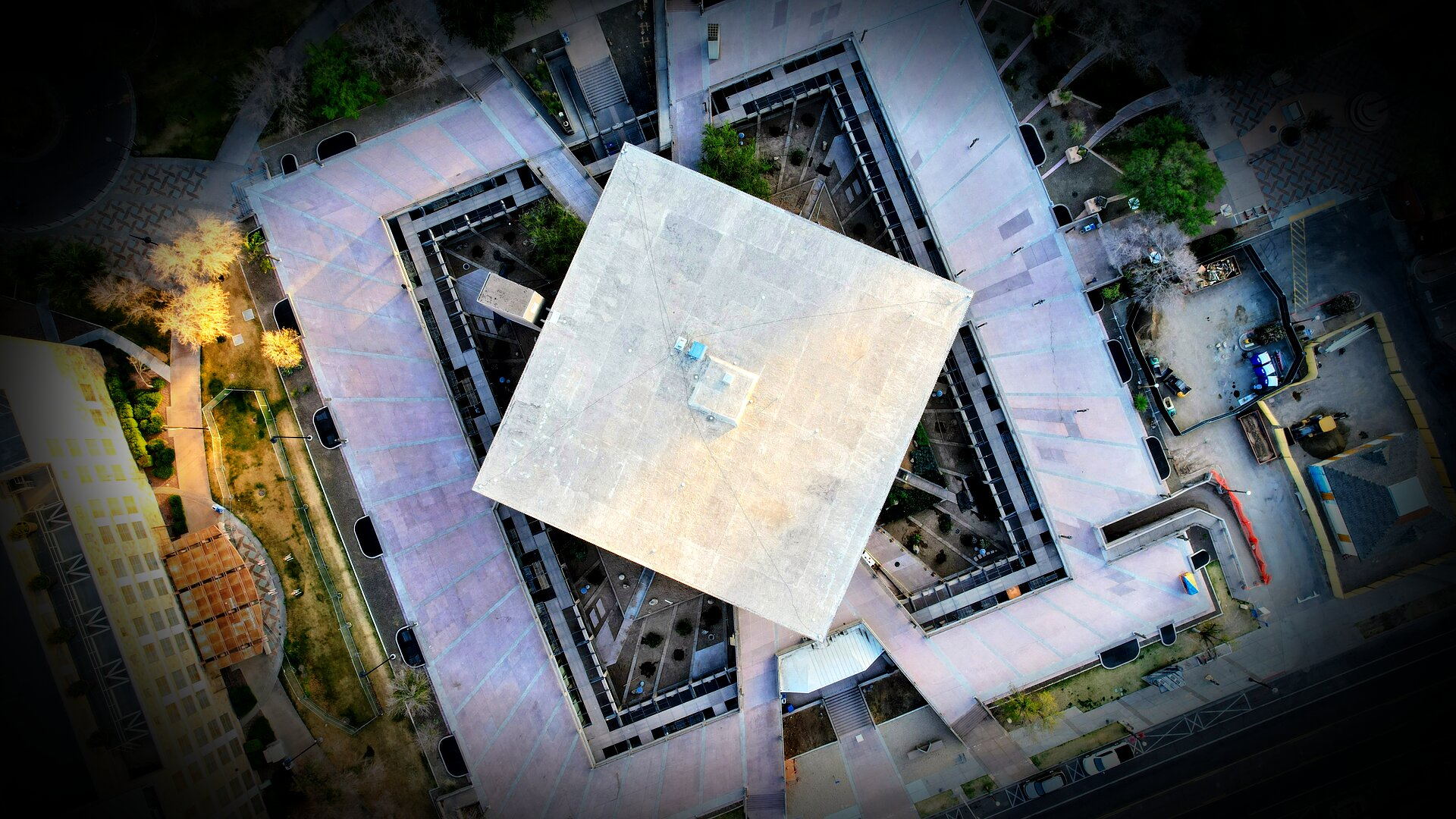 Top-down aerial of Tempe City Hall, Arizona